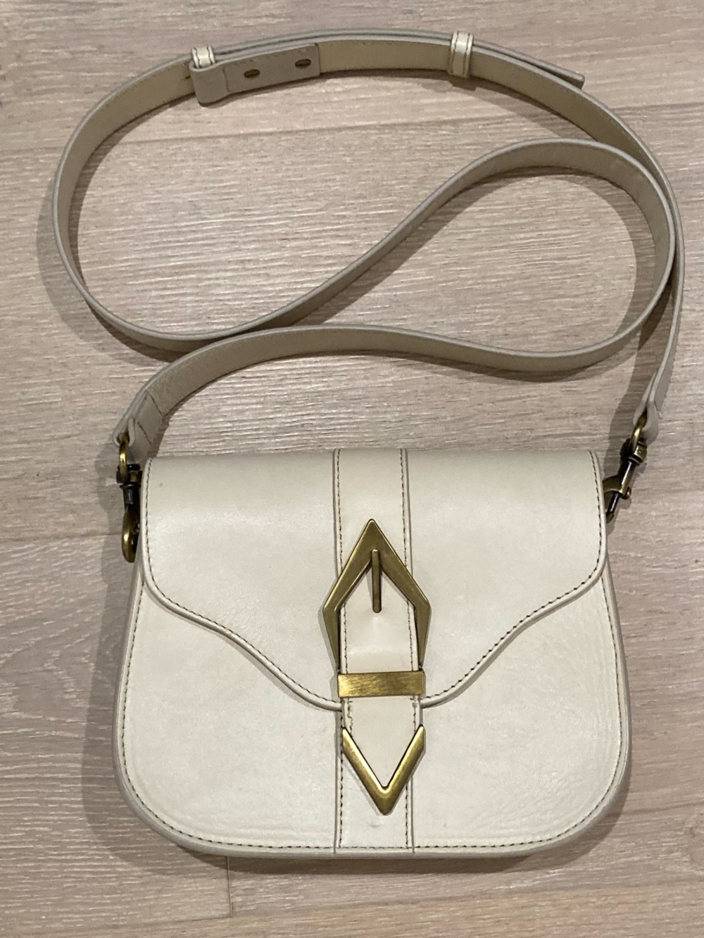 Vince Camuto Cream Crossbody Bag with Gold Hardware